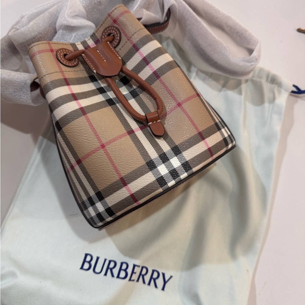 Burberry Beige and Brown Plaid Mini Bag